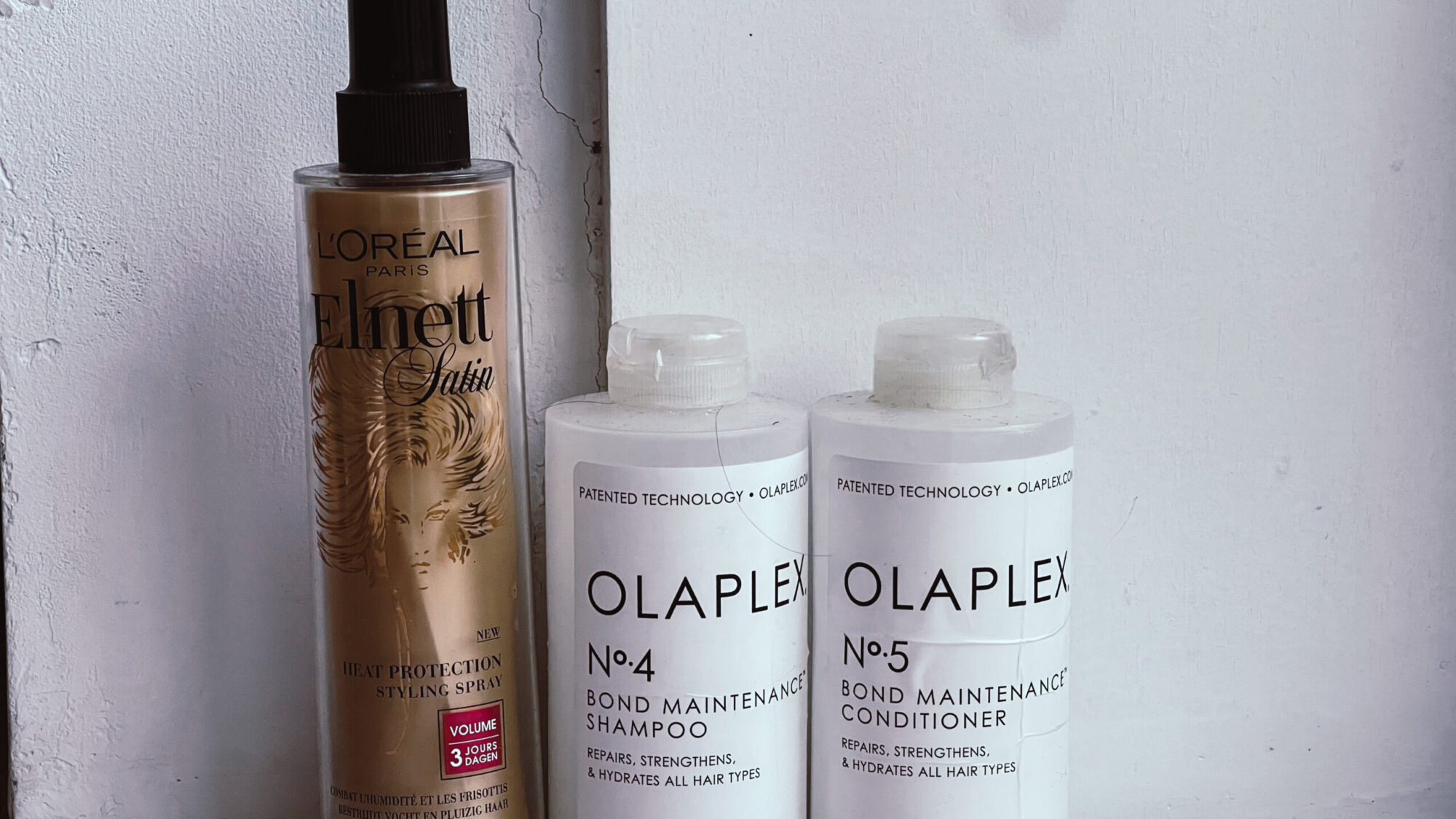 l'oreal elnett satin heat protection spray en olaplex no4 en no 5